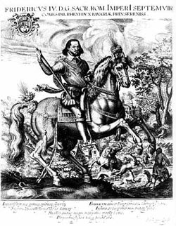 Kurfürst Friedrich IV. von der Pfalz, 1583-1610, Friedrich IV. gründete 1606/07 die Festung Friedrichsburg und die Stadt Mannheim. Er starb 1610 im Alter von 36 Jahren, wie man sagt, auf Grund seines ausschweifenden Lebenswandels.