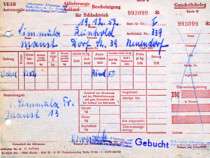 VEAB-Ablieferung vom 19.12.1953